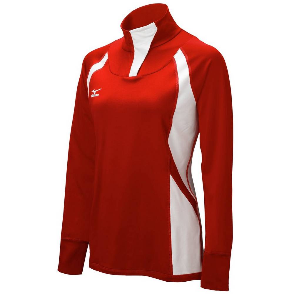 Mizuno Nine Collection: Drive Half-Zip - Bayan Mont - Kırmızı/Beyaz Türkiye (TDACKH-642)